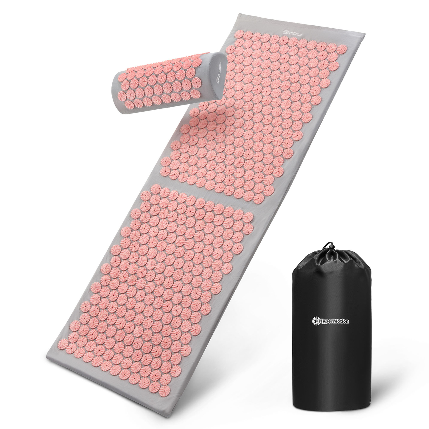 Tappetino per agopressione grande con cuscino e fodera - 130 cm HyperMotion grigio e rosa