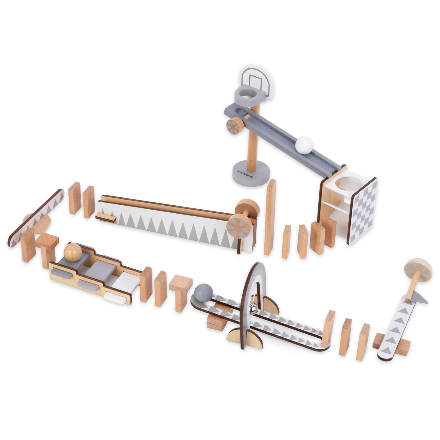 Blocchi di domino in legno - percorso ad ostacoli - 48 elementi