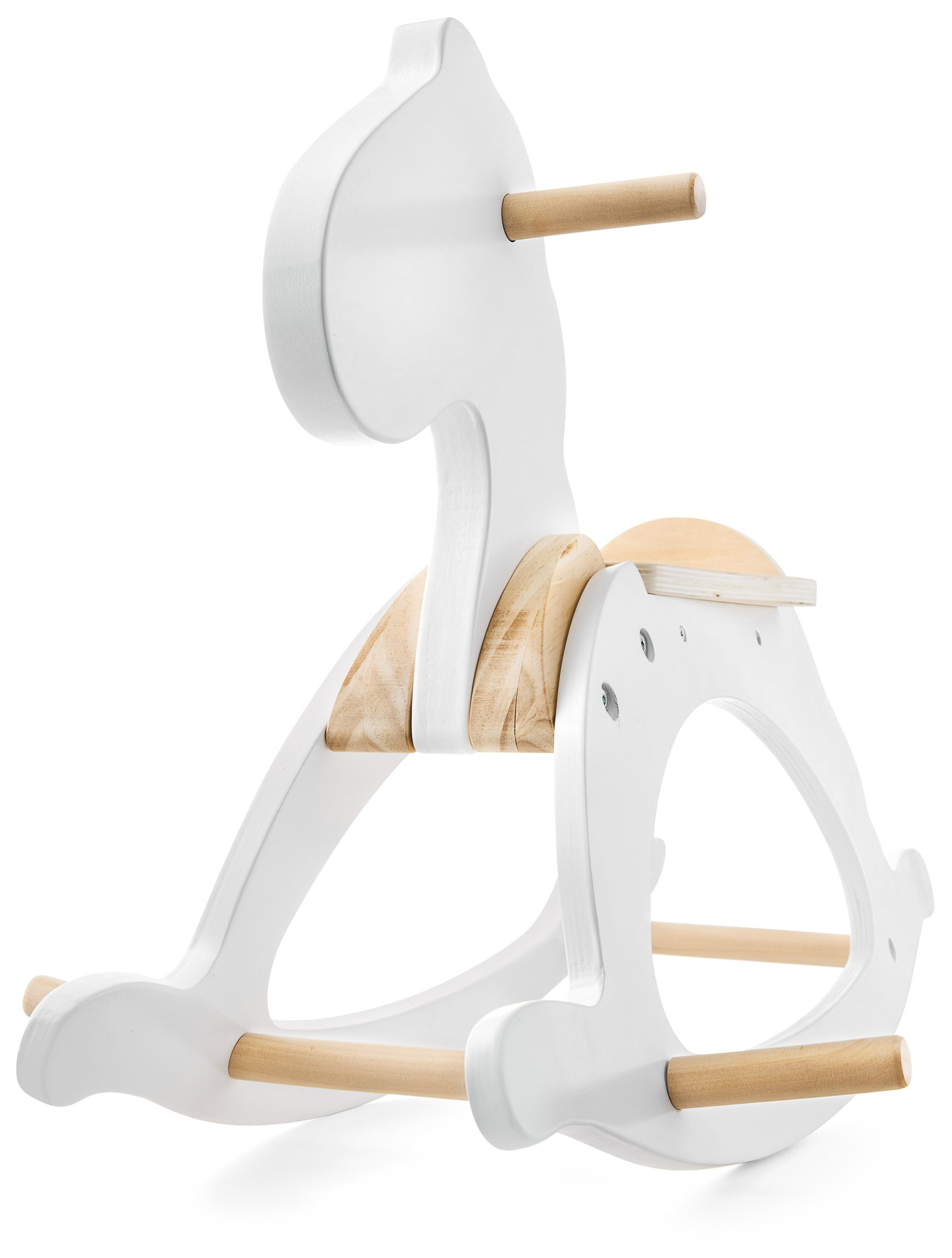 Cavallo a dondolo in legno - bianco - a partire da 12 mesi.