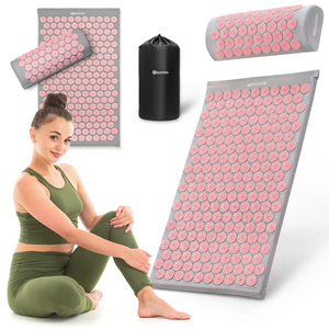 Tappetino per agopressione con cuscino e fodera - 72 cm HyperMotion grigio e rosa