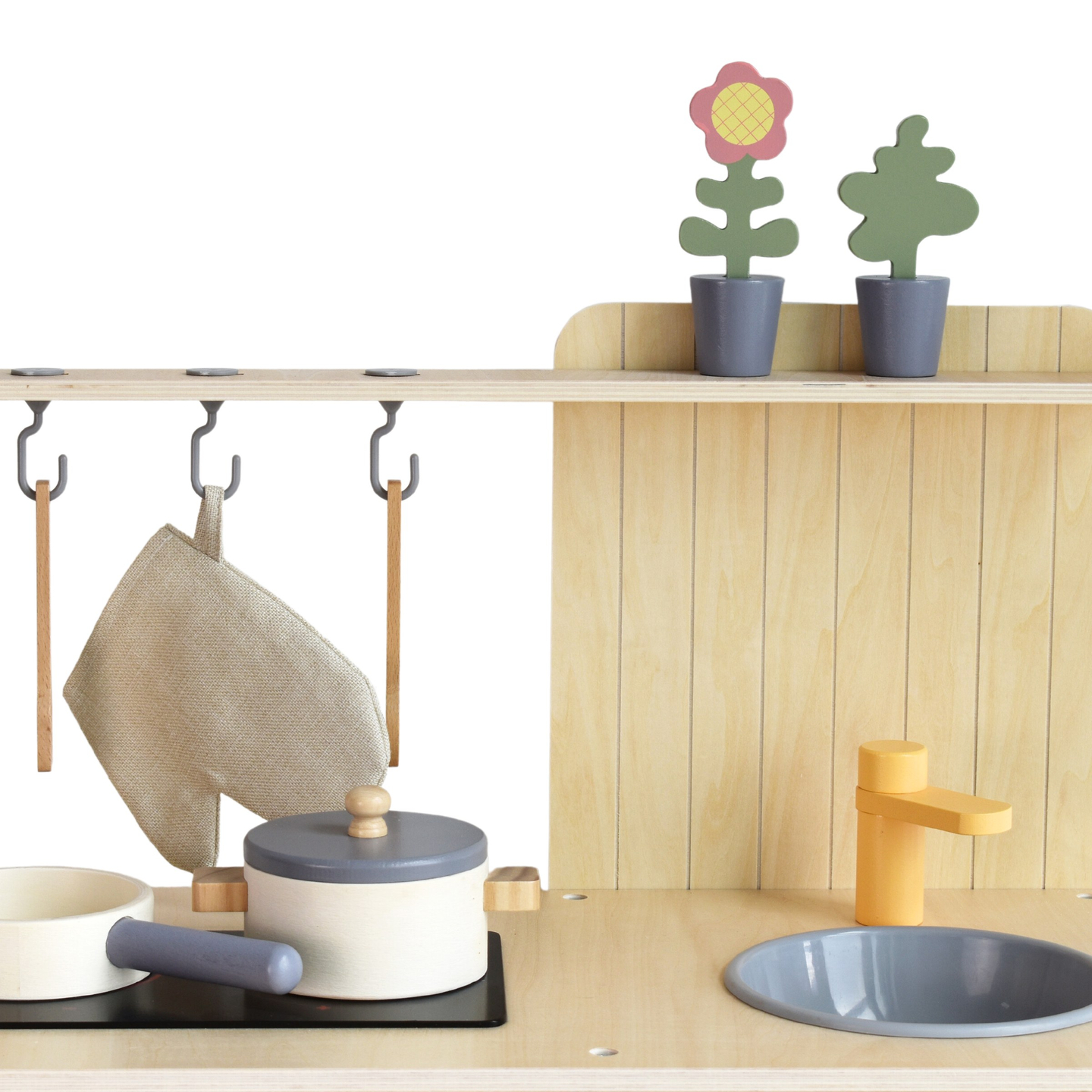 Cucina da giardino in legno con accessori - natural boho