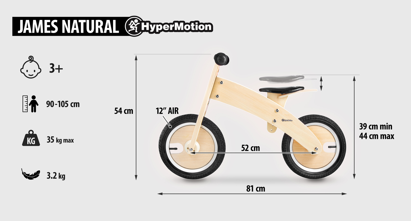 JAMES HyperMotion bicicletta da jogging in legno - ruote gonfiabili - naturale