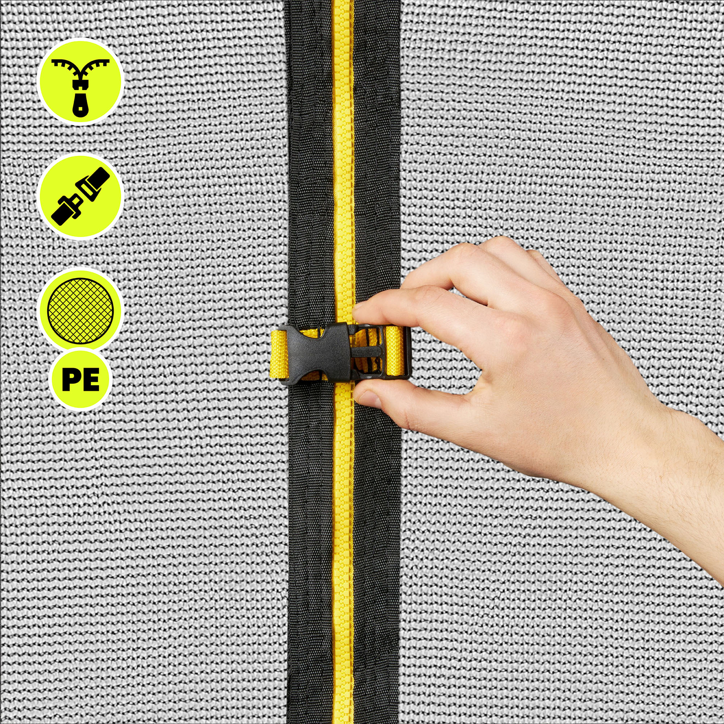 Trampolino da giardino XXL per bambini HyperMotion - 366 cm 12FT - con scala e rete interna - per casa e giardino - 150 kg max