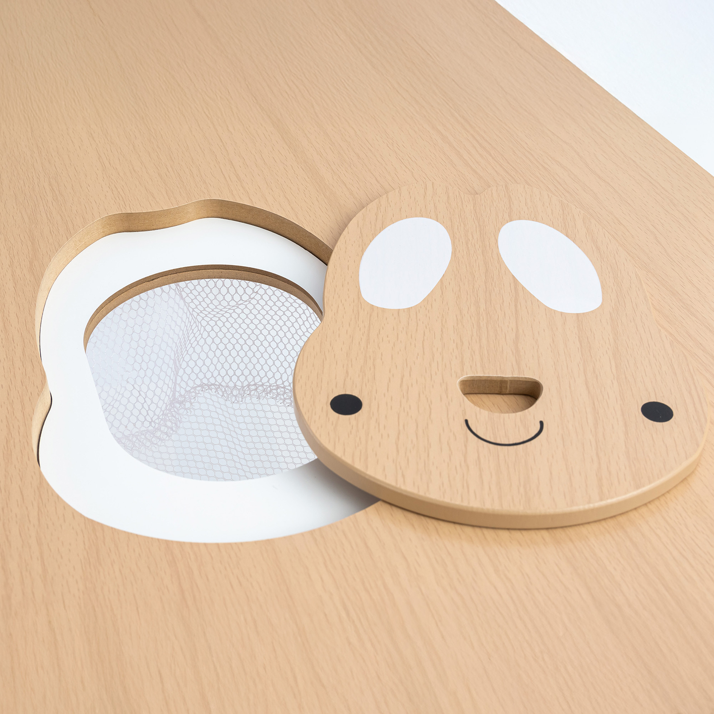 Tavolo in legno con contenitore e 2 sedie Set per bambini - Coniglio carino