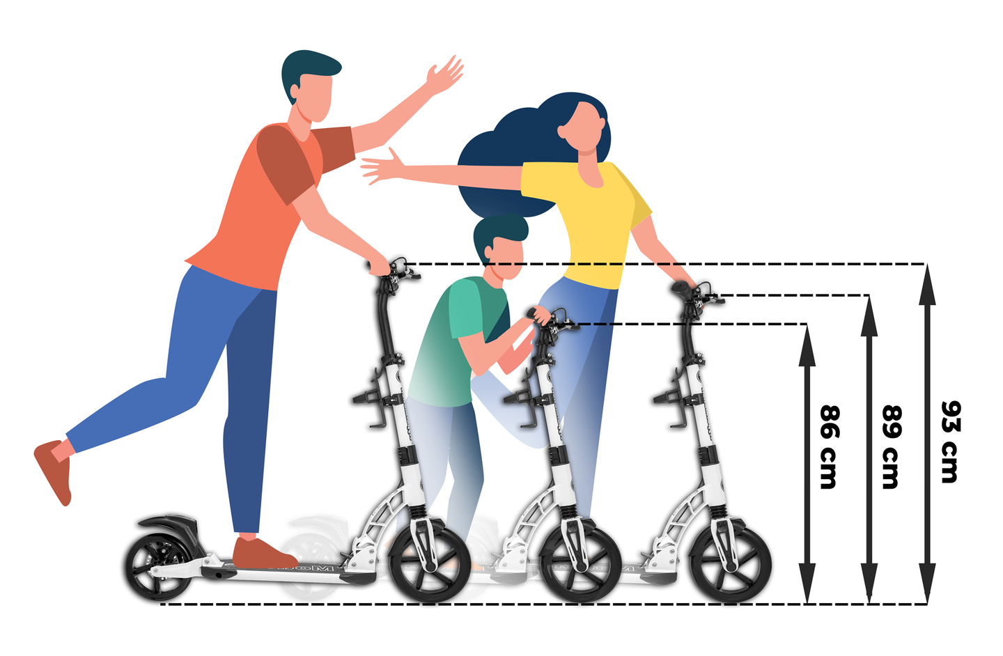Monopattino da città HyperMotion RIVA con ruote gonfiabili da 50 cm e 40 cm