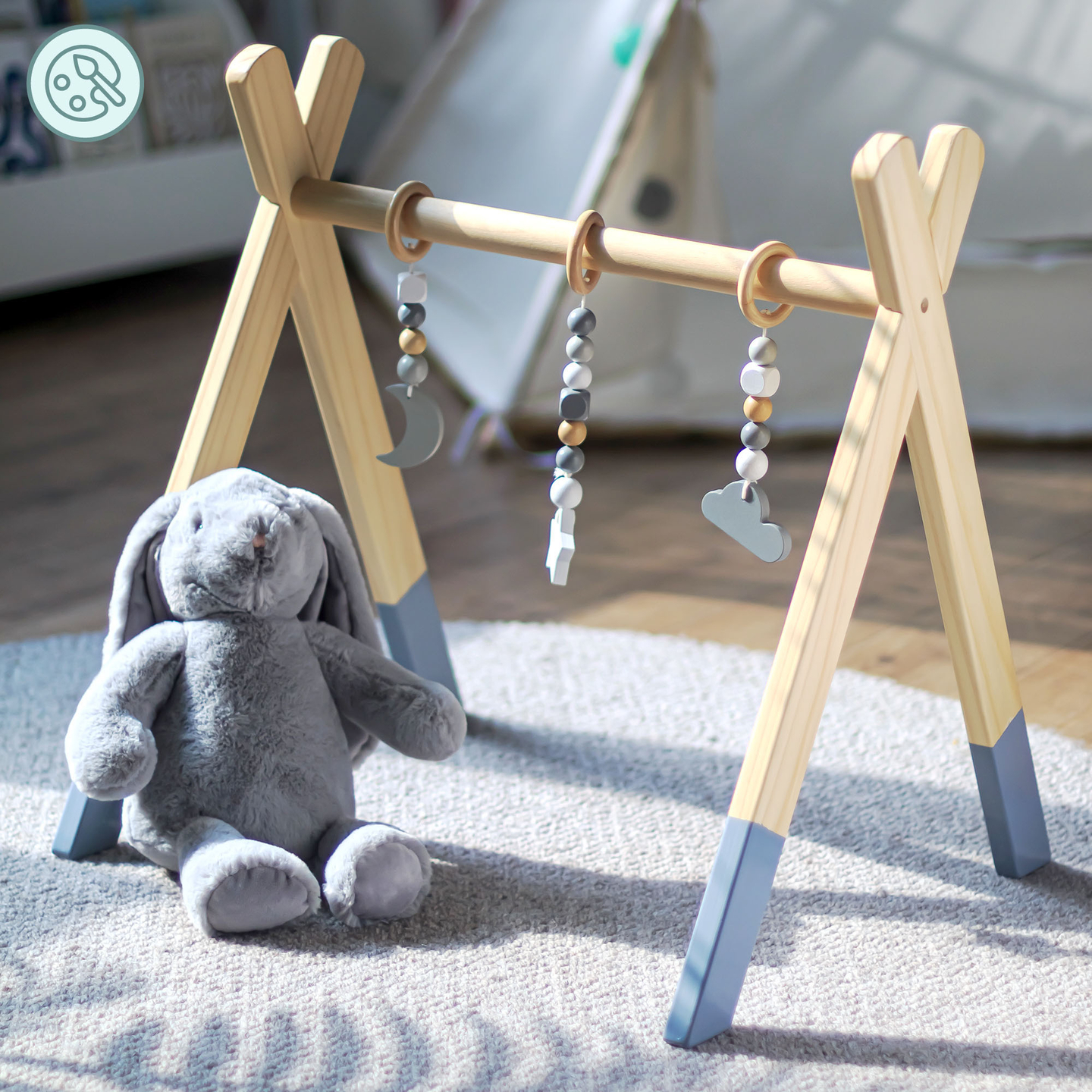 Baby Gym, supporto educativo in legno - colore grigio