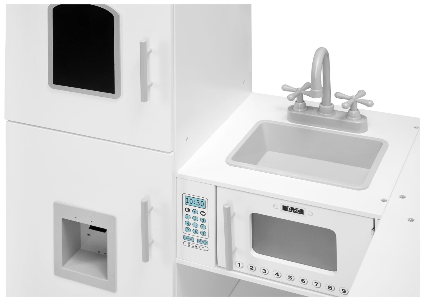 Cucina ad angolo in legno XXXL con frigorifero, forno, lavatrice, grembiule e accessori