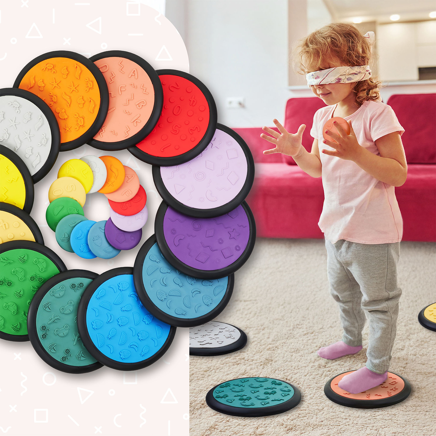 Dischi sensoriali colorati per bambini - 24 pezzi