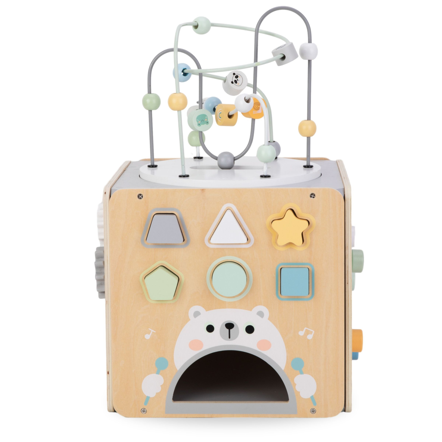 Cubo attività grande in legno con anello - Montessori