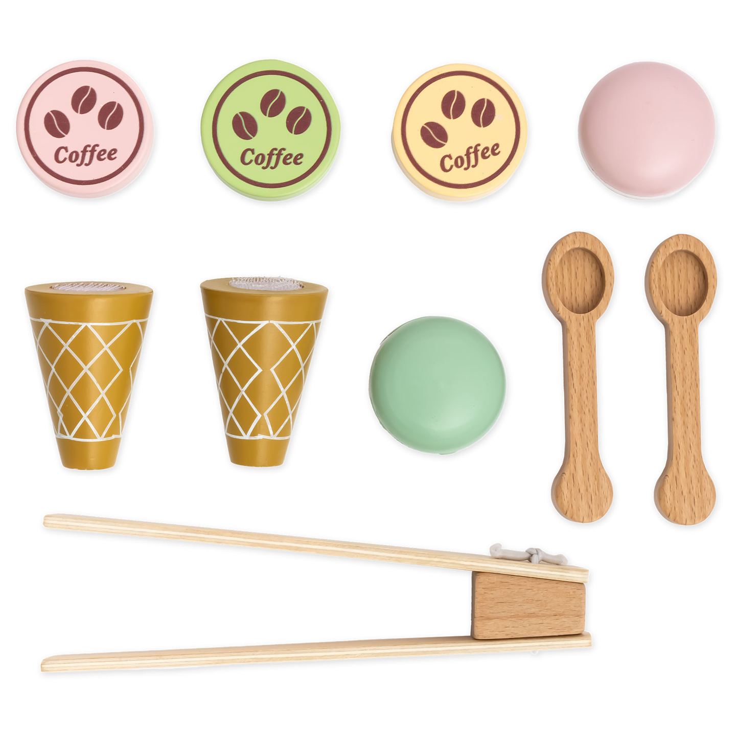 Una grande gelateria in legno con lavagna magnetica, macchina del caffè e set di gelati e dessert - oltre 70 pezzi!