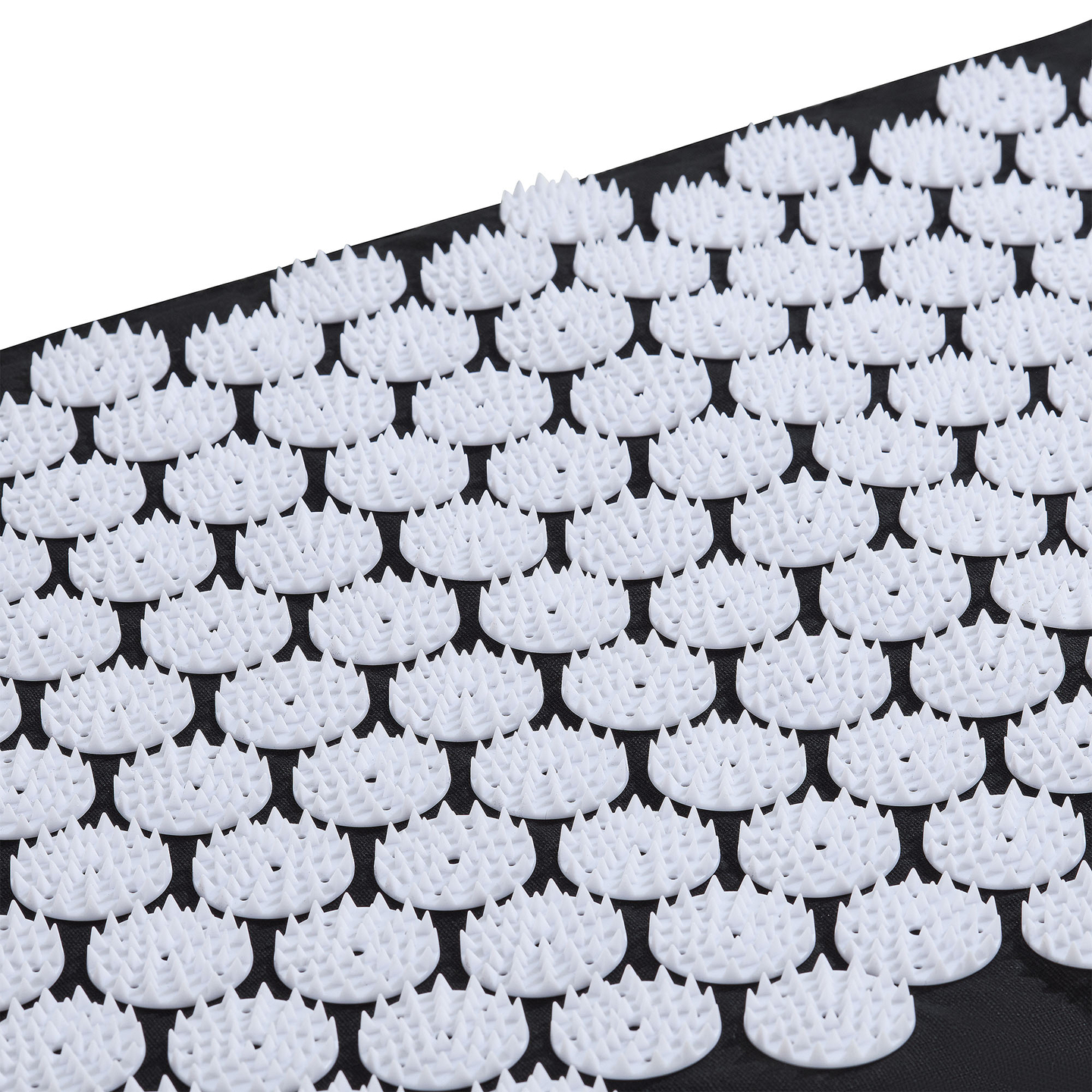 Tappetino per agopressione in lino ecologico con cuscino in fibra di cocco e grano saraceno – 68 cm HyperMotion nero e bianco