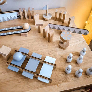 Blocchi di domino in legno - percorso ad ostacoli - 48 elementi