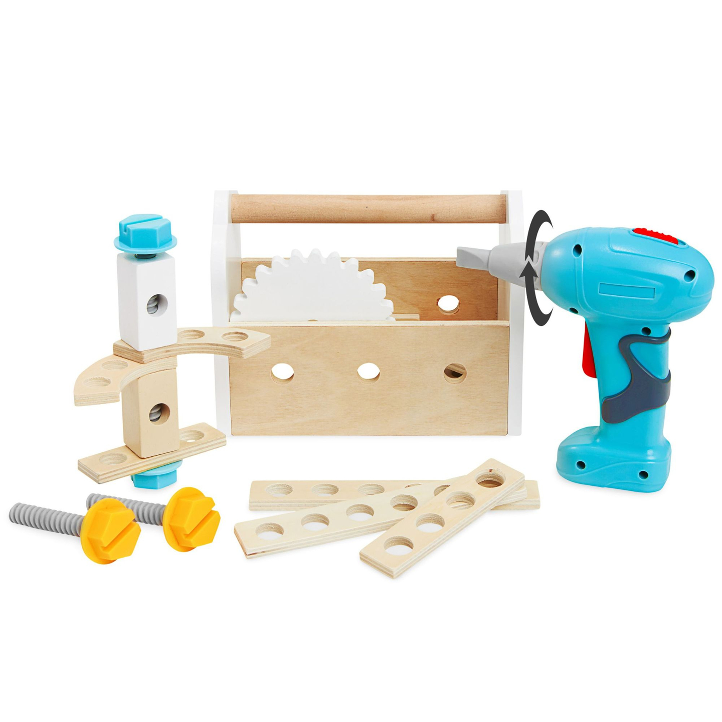 XXL Grande officina in legno con attrezzi - set per il bricolage, 74 elementi