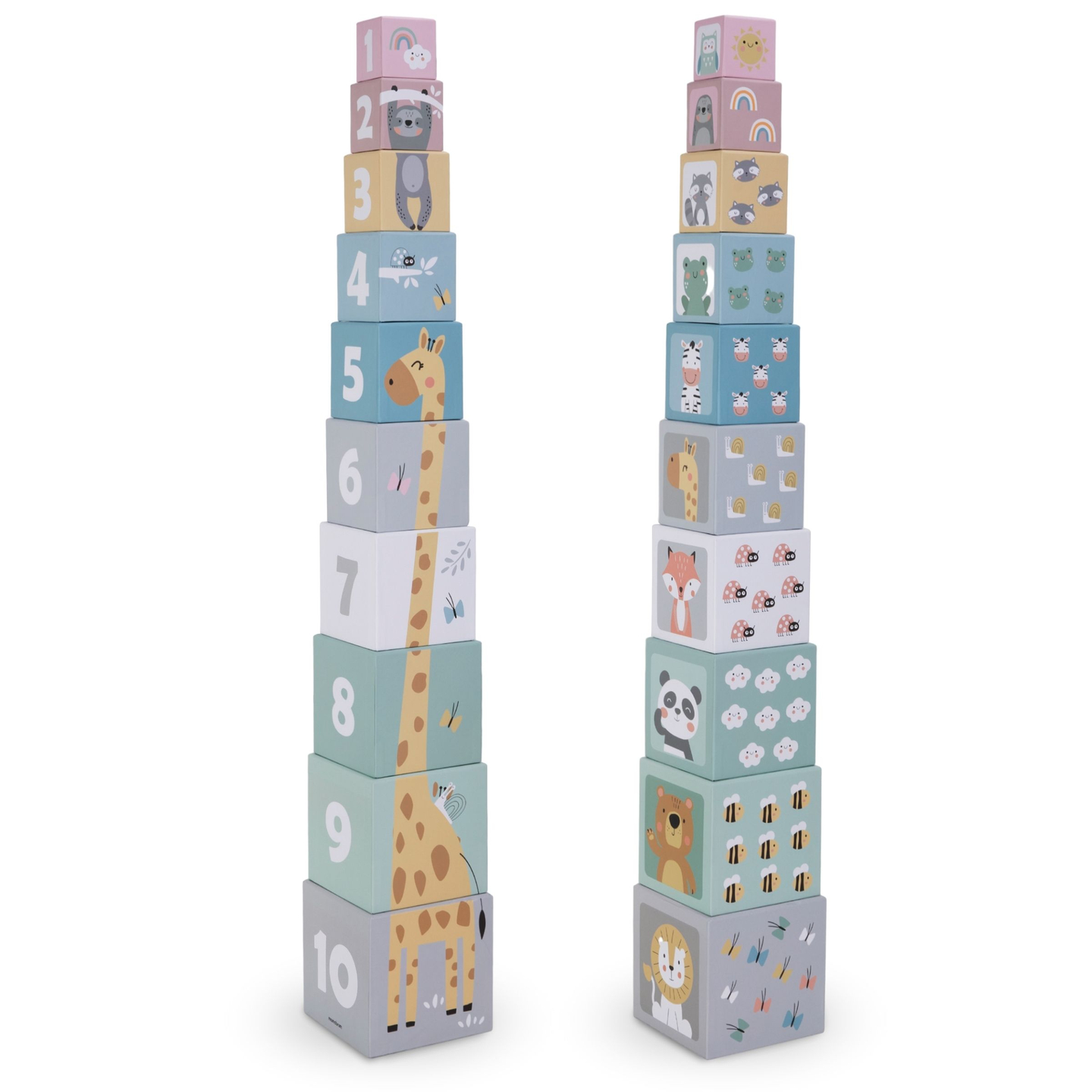 Torre dei puzzle per bambini 10 pezzi - numeri e animali