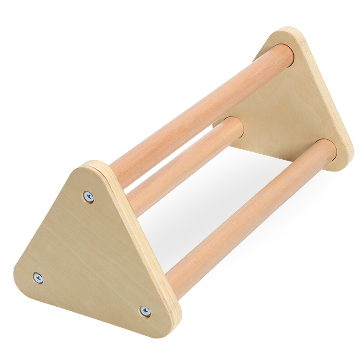 Parco giochi per bambini in legno fatto in casa - scala + parete di arrampicata + trave di equilibrio - triangolo di Pikler