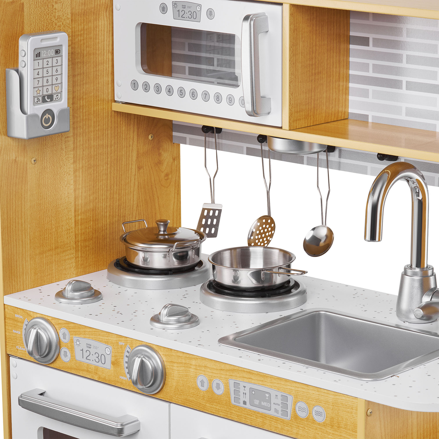 Cucina in legno XXL con illuminazione a LED, grembiule e accessori