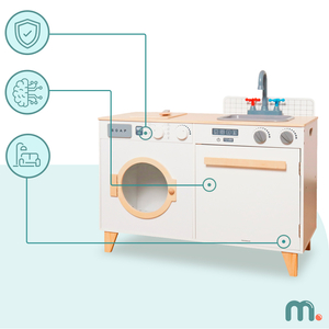 Lavanderia e cucina in legno - set da casa 2 in 1 per bambini