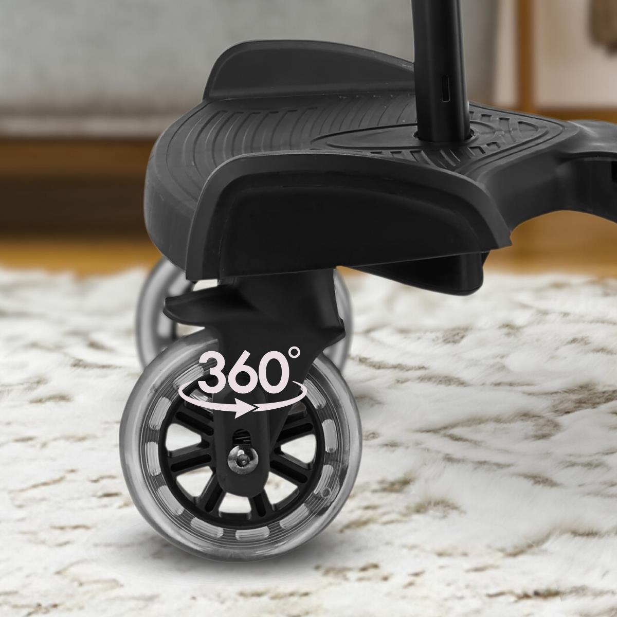 Estensione della carrozzina con sedile regolabile e sistema di fissaggio universale - Moby-System BUGGY2GO