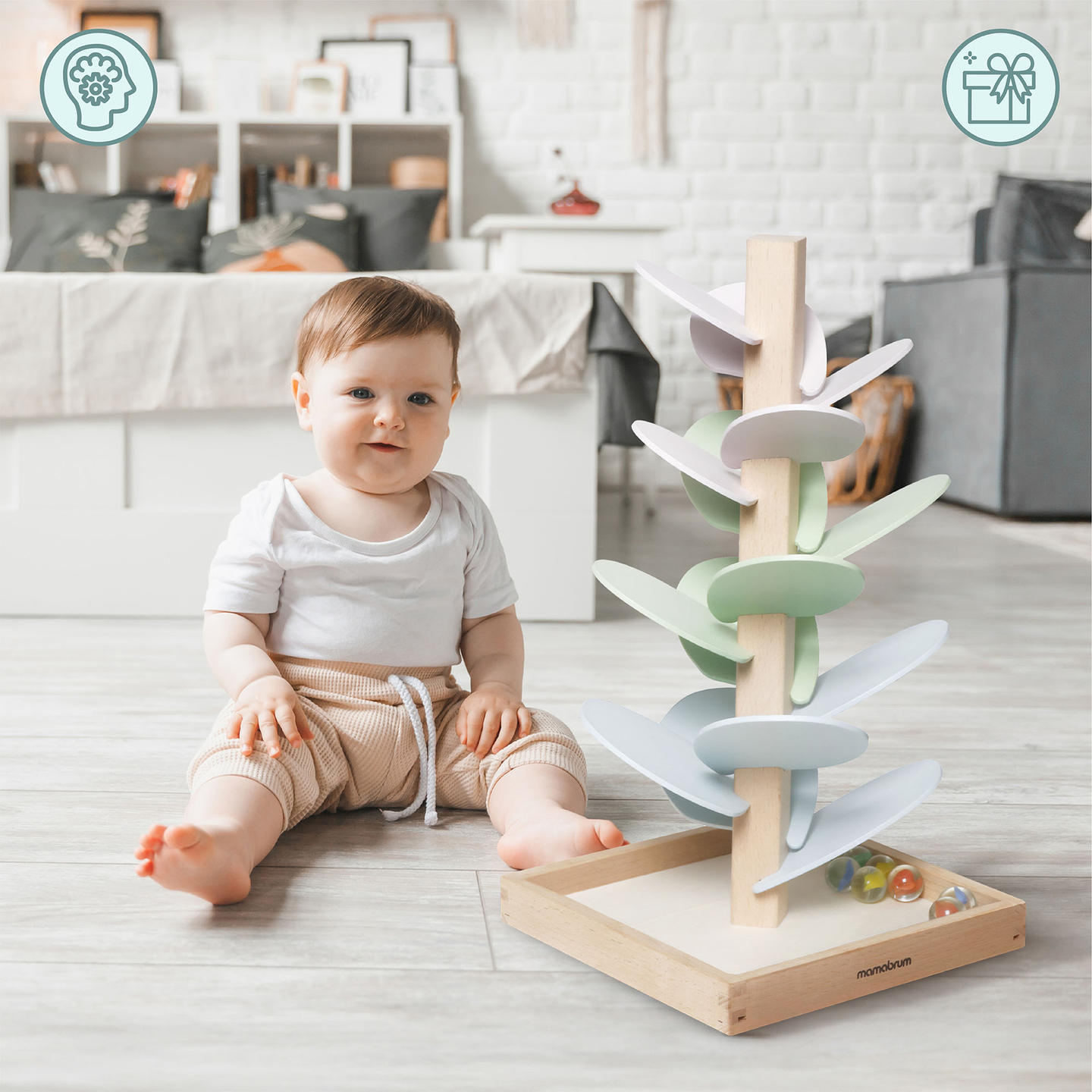 Culodromo in legno - albero sonoro con palline