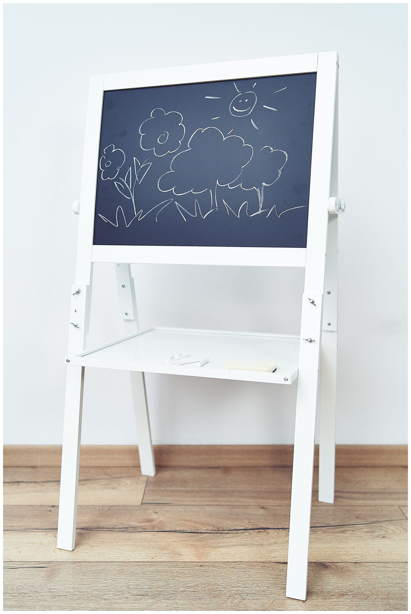 Lavagna educativa bifacciale: magnetica e con gesso - cancellabile a secco, in legno, per bambini, richiudibile