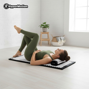 Tappetino per agopressione grande con cuscino e fodera - 130 cm HyperMotion nero e bianco
