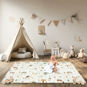 Tappetino pieghevole bifacciale in schiuma 180 x 120 x 1 cm - Charming Town/Sand Beige