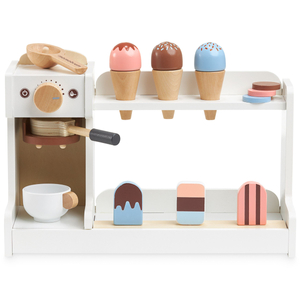 Gelateria in legno con macchina da caffè - caffetteria con accessori