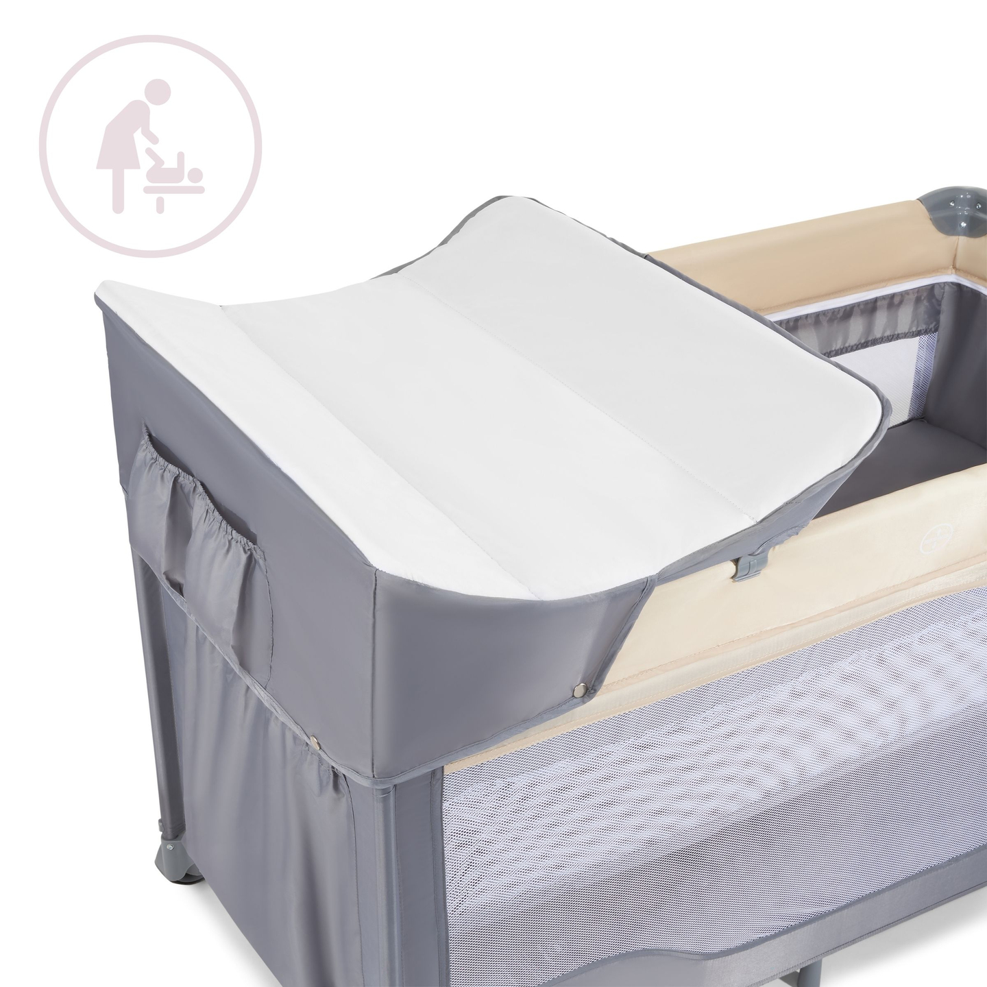Lettino da viaggio 0 - 36 m con fasciatoio + box Moby-System HUXLEY