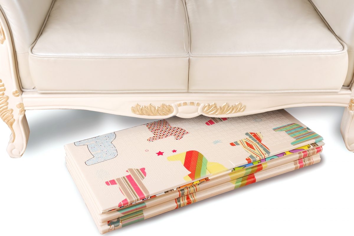 Tappeto bifacciale in schiuma XXL - pieghevole 1 CM (foresta con orsetto e cavalli)