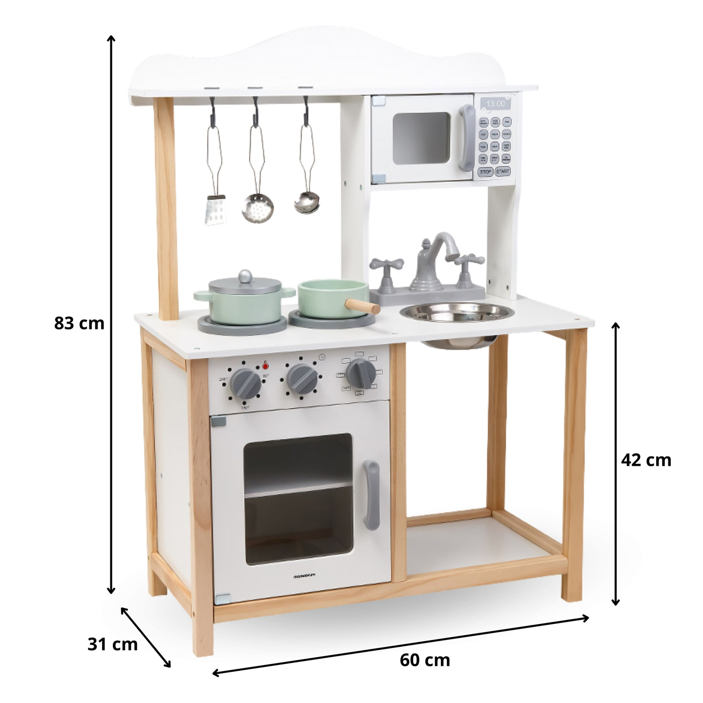 Cucina per bambini in legno con microonde