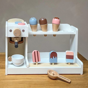 Gelateria in legno con macchina da caffè - caffetteria con accessori