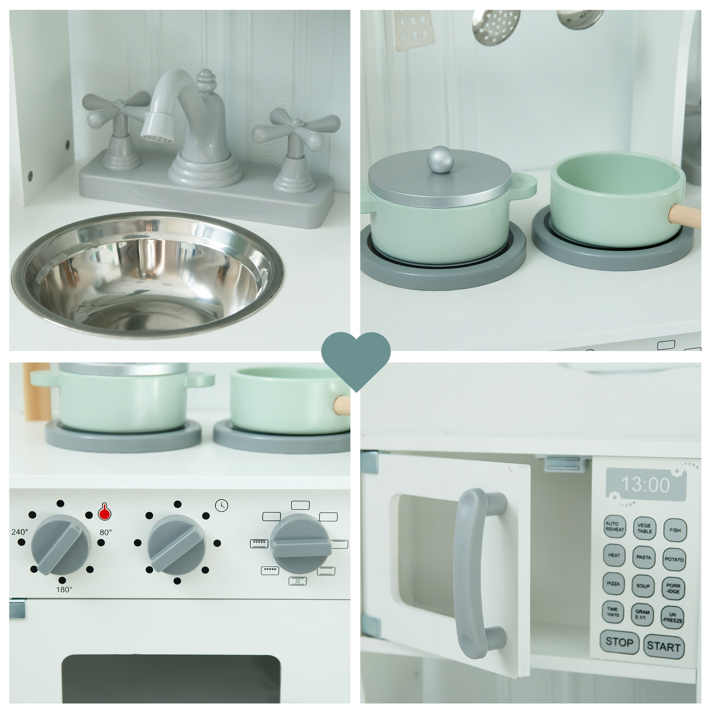 Cucina per bambini in legno con microonde