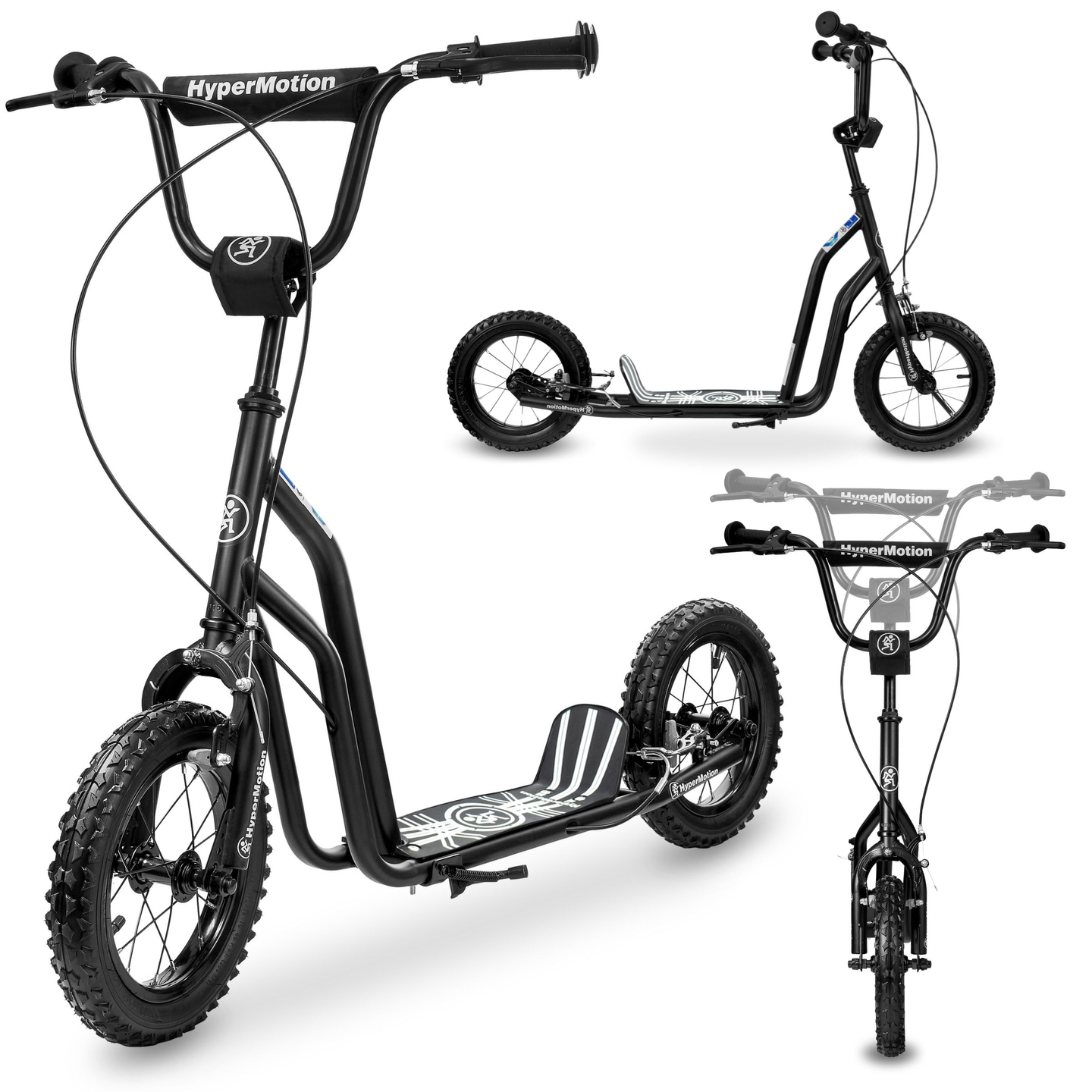 Monopattino HyperMotion VIVA 12 (ruote pompate da 30 cm) - Nero