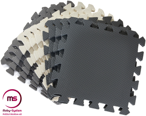 Puzzle in schiuma 12 pezzi. - tappetino didattico in schiuma 120 x 90 x 1.2cm con bordi - grigio