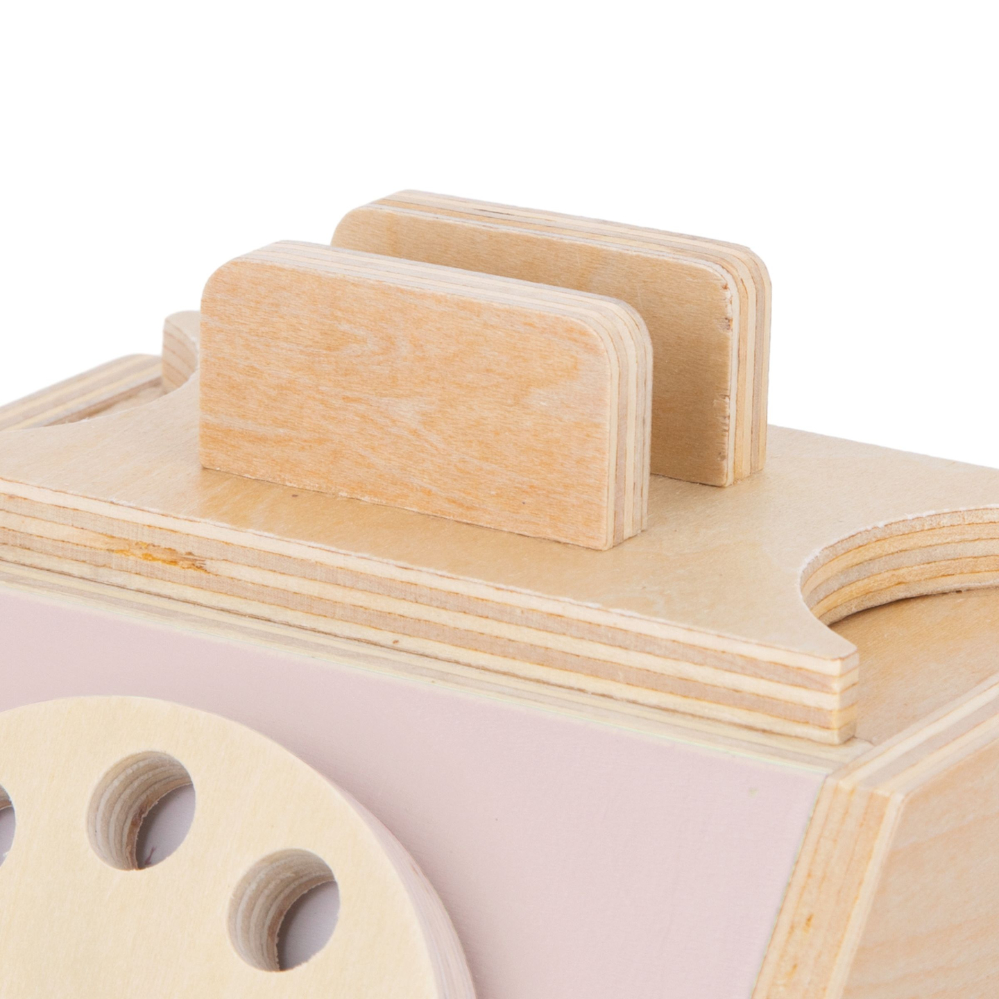 Telefono retrò in legno - rosa pastello