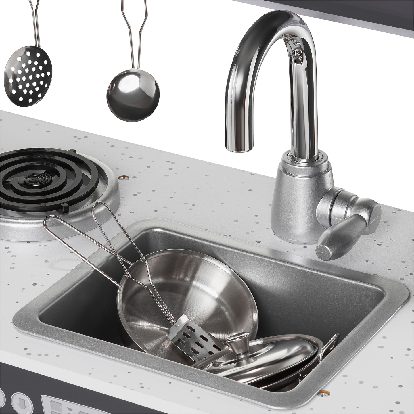 Cucina in legno XXL con illuminazione a LED, grembiule e accessori