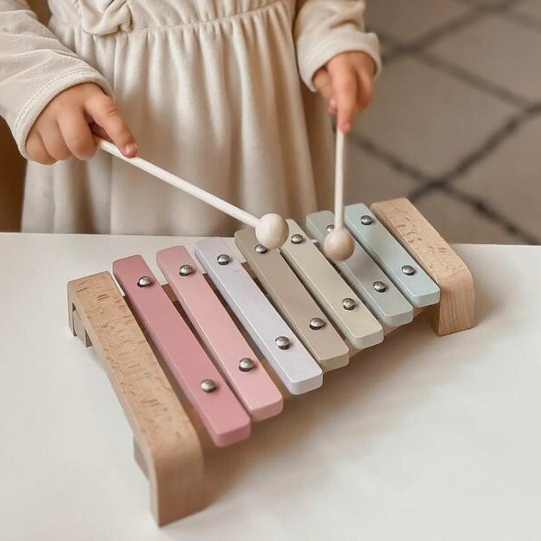 Dulcimer in legno - xilofono per bambini, colori dell'arcobaleno