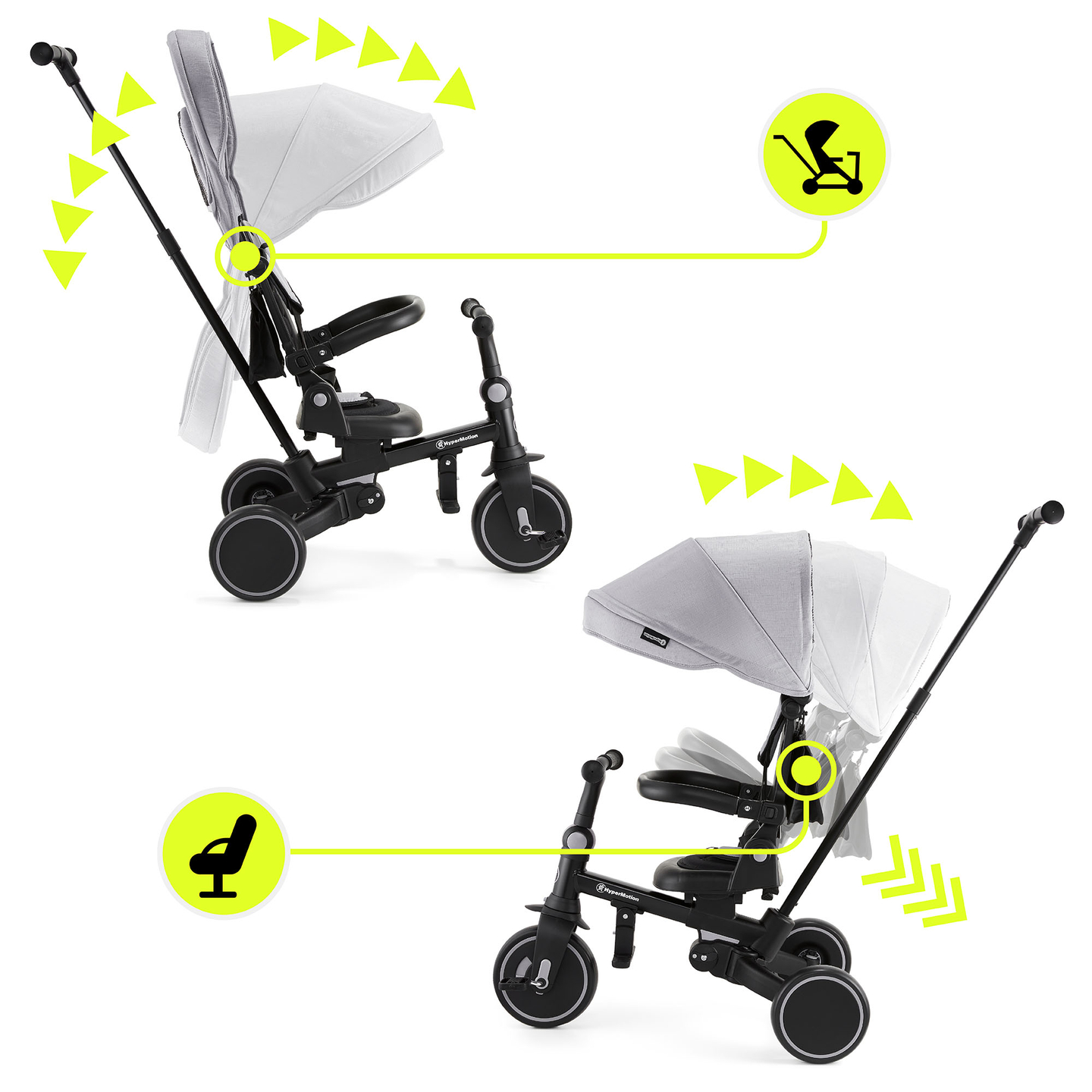 Triciclo multifunzionale 8in1 TOBI FOREST - grigio