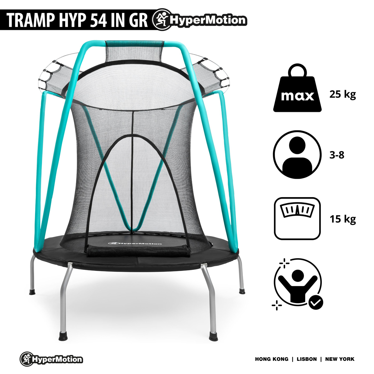 Trampolino Mint 137 cm con rete protettiva - per bambini 3-8 anni - per casa e giardino