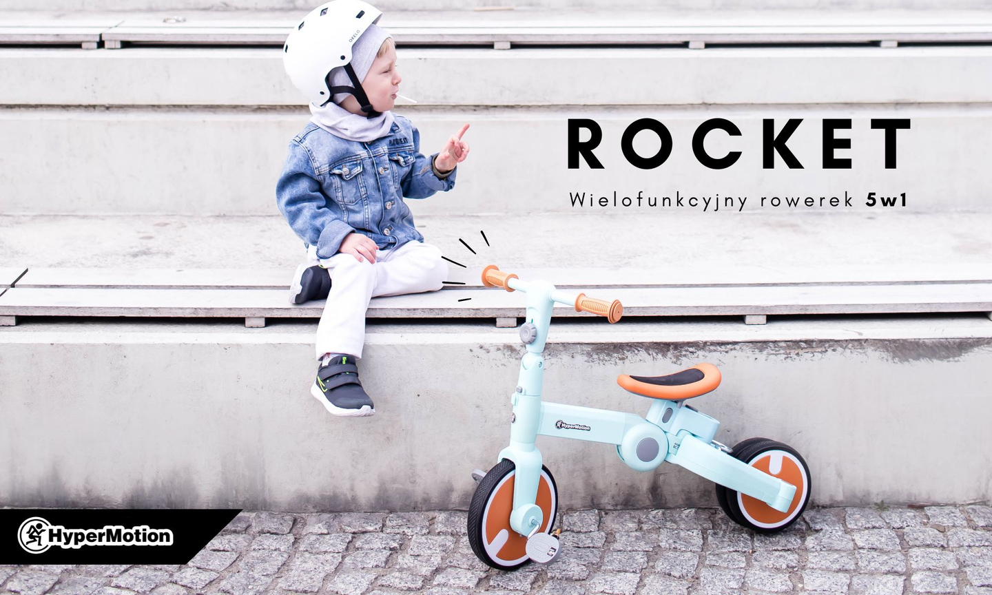 Tobi Rocket - Triciclo per bambini, bici da fondo, passeggino - 5 in 1 di HyperMotion