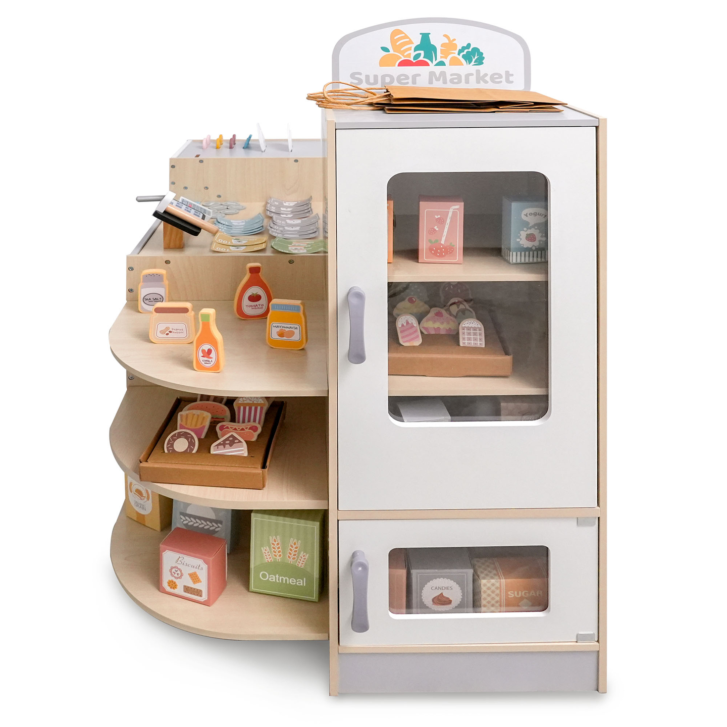 Grande negozio in legno XXXL per bambini con bar fast food - Corner shop + Macchina del caffè + Forno + Frigorifero - 106 ac.