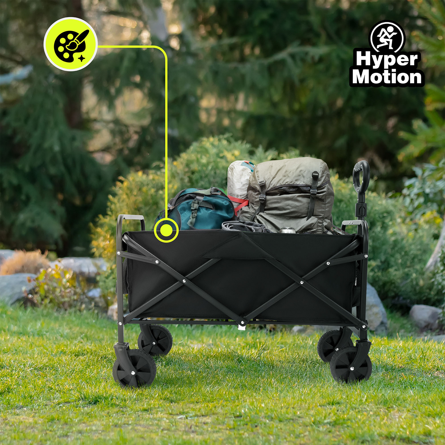 Carrozzina da spiaggia pieghevole HyperMotion - nero, 80 kg