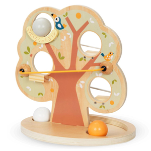 Pista di scivolo con palline di legno - Albero verde