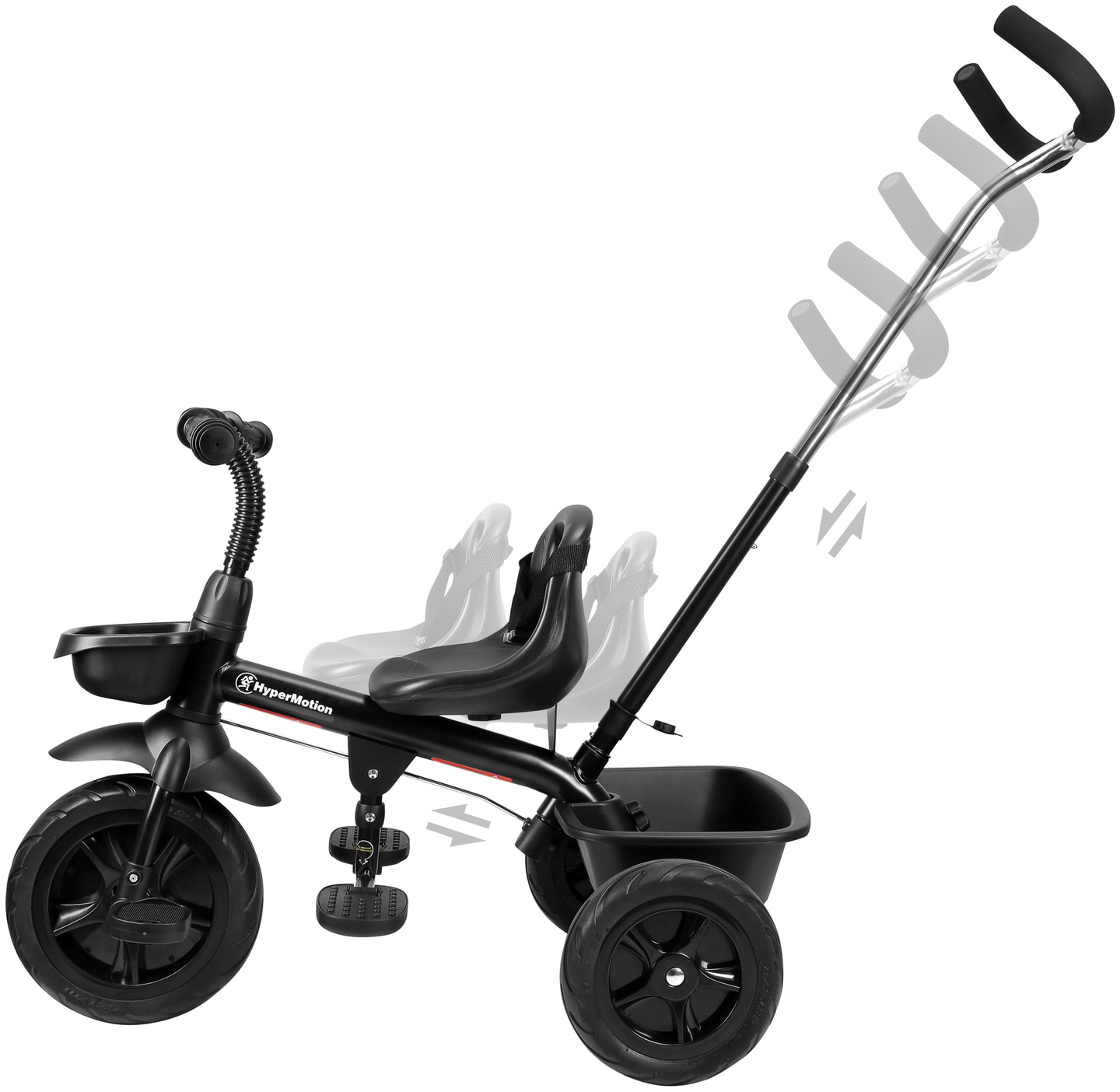 HyperMotion TOBI VECTOR triciclo - ruote gonfiabili eterne + barra di spinta. Colore: nero.