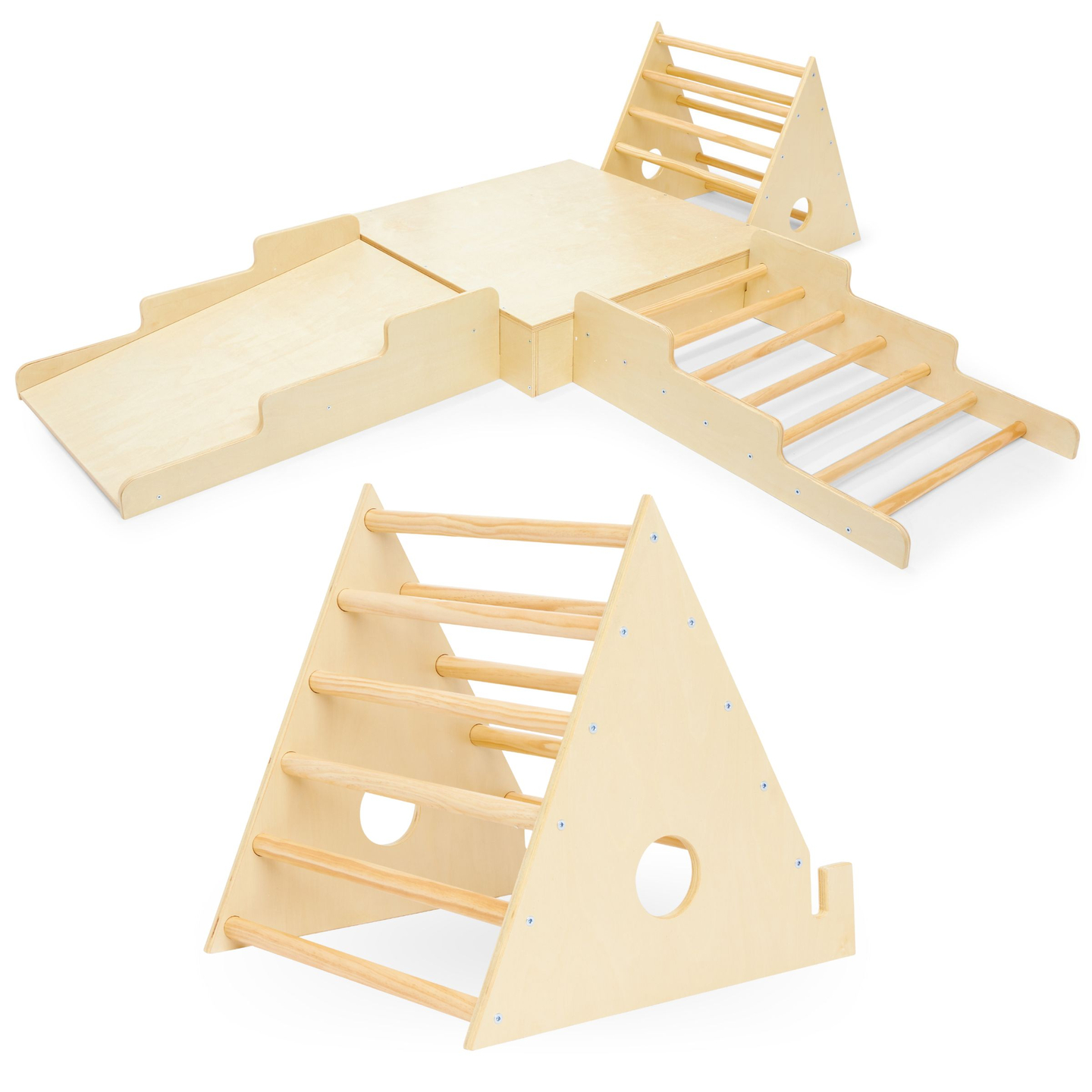 Grande parco giochi in legno XXL - 2 scale + scivolo + piattaforma
