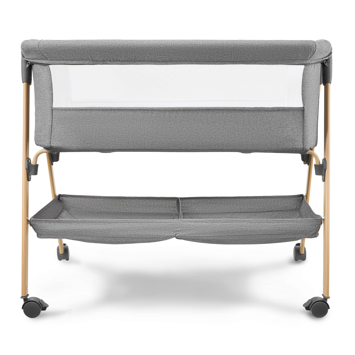 Lettino per bambini, indipendente, lettino da viaggio, culla con materasso - grigio