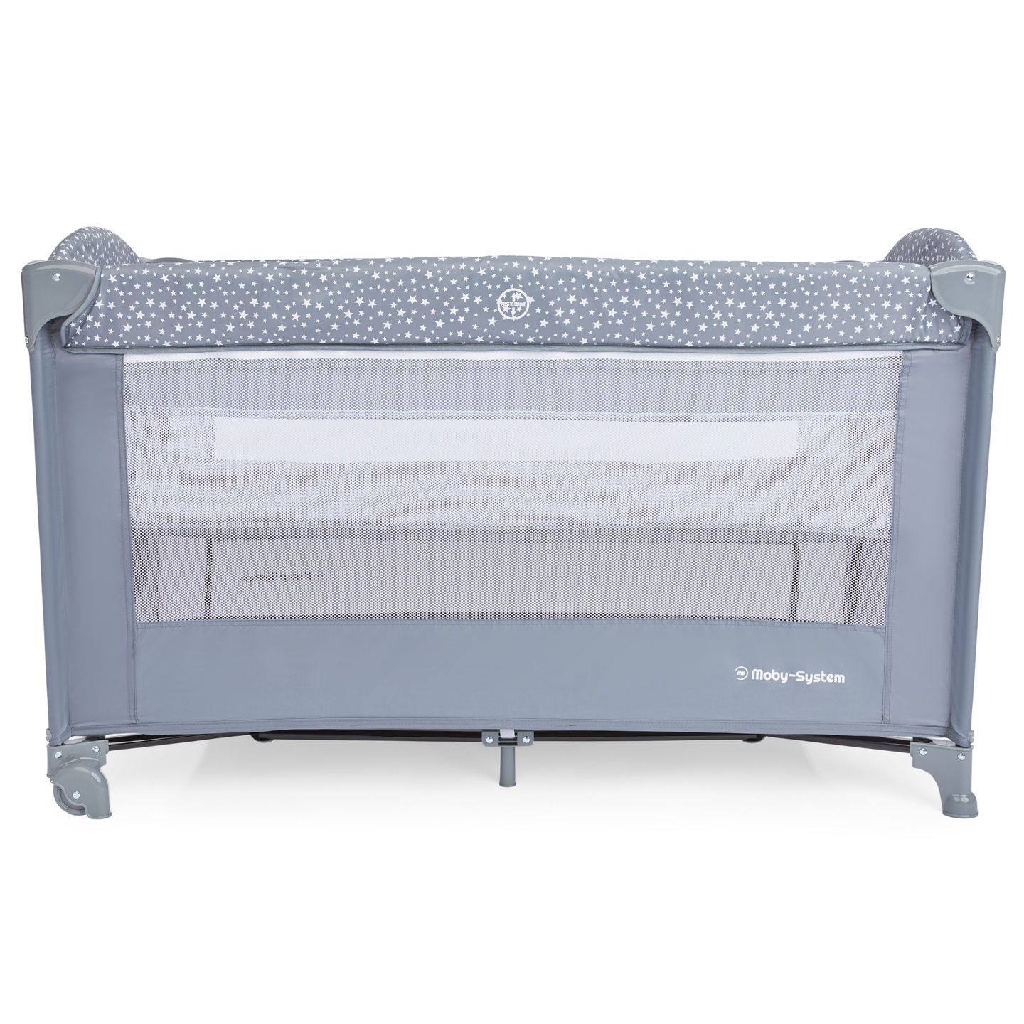 Lettino da viaggio/box 2 livelli con fasciatoio, tettoia e materasso Happy Traveller BASIC PLUS - grigio
