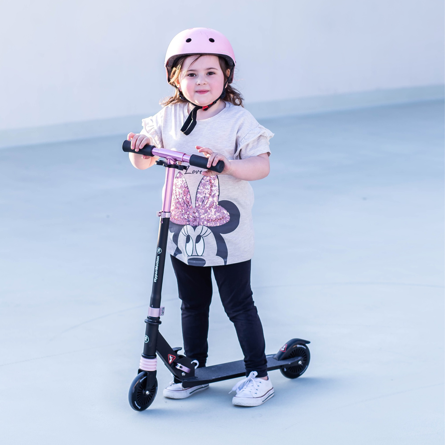 Monopattino a due ruote con ammortizzatore WALLY 4-9 anni da HyperMotion nero-rosa