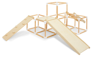 Grande parco giochi domestico XXL in legno - scivolo, scala, parete d'arrampicata, cubi per arrampicata