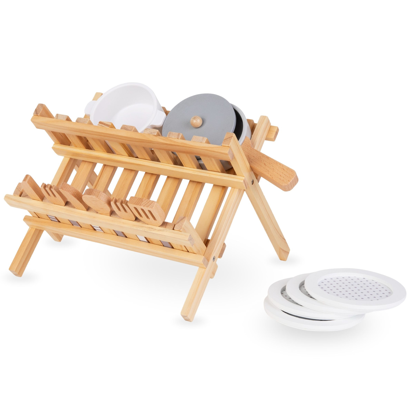 Accessori da cucina in legno con asciugapentole - set per bambini
